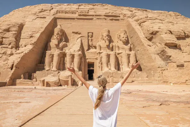 Abu Simbel Temples with weman