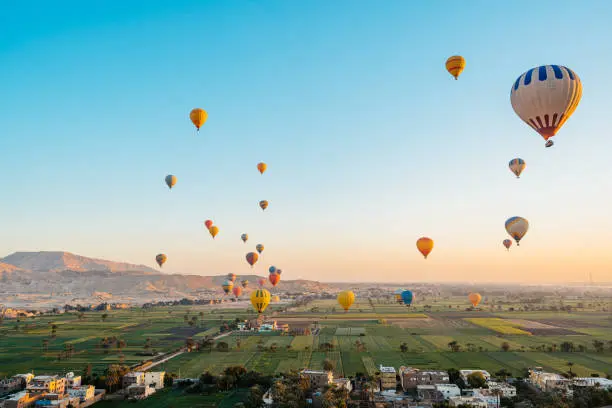 Hot Air Balloon Ride in Luxor Egypt at sunrise