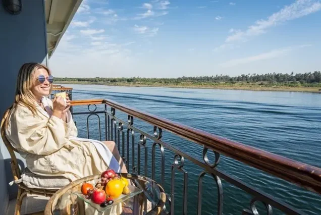 Sunset view of a Nile cruise boat in Luxor