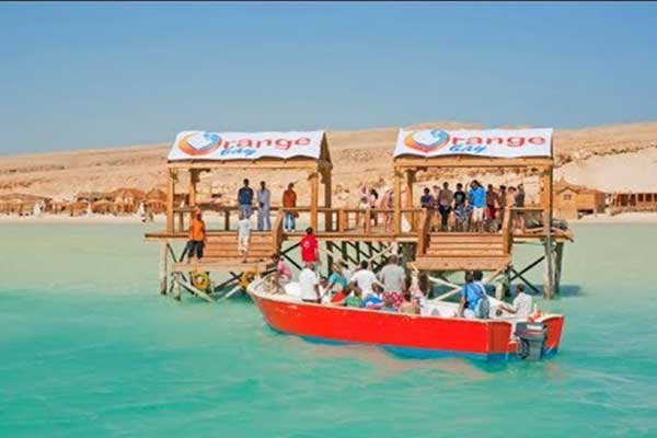 Orange Bay Island white sand beach in Hurghada Egypt